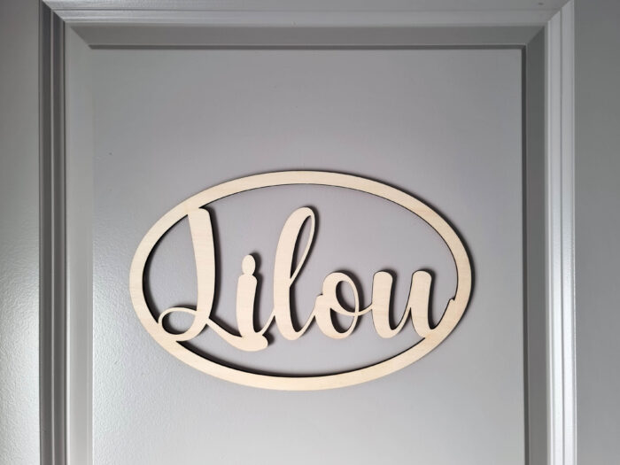 plaque de porte ovale avec prénom personnalisé