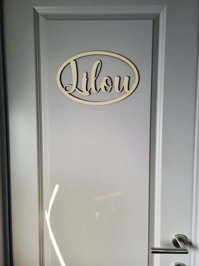 plaque de porte ovale avec prénom personnalisé