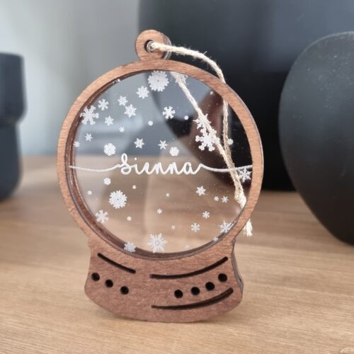 boule de noël personnalisée en bois et acrylique Belgique leawood