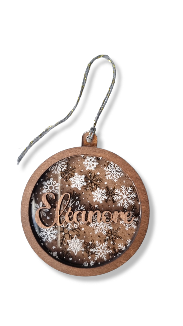 boule de Noël personnalisée en bois et plexi belgique france
