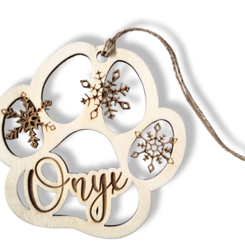 boule de noël personnalisée pour chien en forme de patte