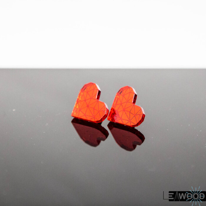 Boucles d'oreille coeur polygonale acrylique miroir style tellme rouge