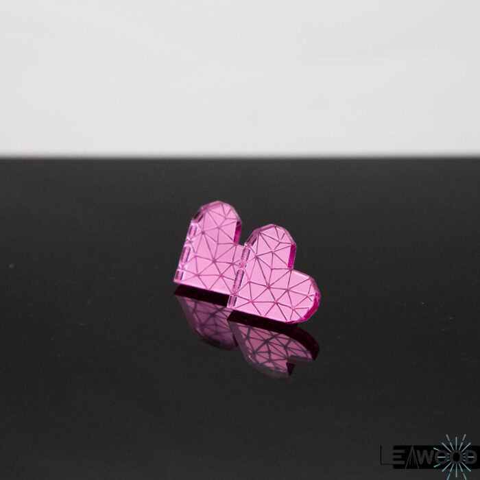 Boucles d'oreille coeur polygonale acrylique miroir style tellme rose