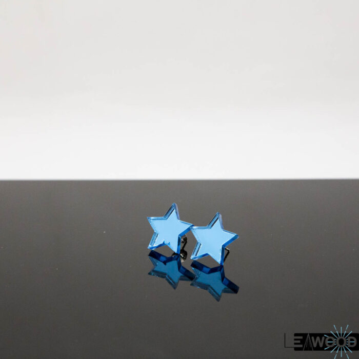 Boucles d'oreille en étoile en acrylique miroir bleu