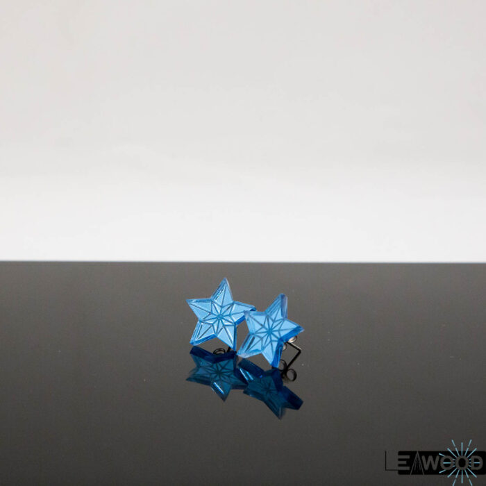 Boucles d'oreille en étoile gravées bleu pas cher
