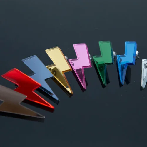 Boucle d'oreille éclair en acrylique miroir leawood fabriqué en Belgique