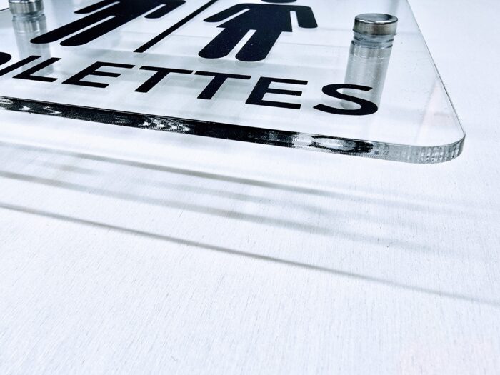 Panneau Signalétique WC handicapés - Plexiglas & Fixation Inox - 150x150mm - Image 6